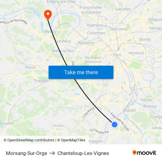 Morsang-Sur-Orge to Chanteloup-Les-Vignes map