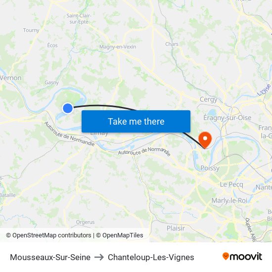 Mousseaux-Sur-Seine to Chanteloup-Les-Vignes map