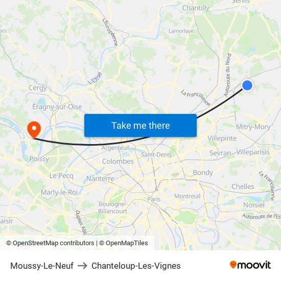 Moussy-Le-Neuf to Chanteloup-Les-Vignes map
