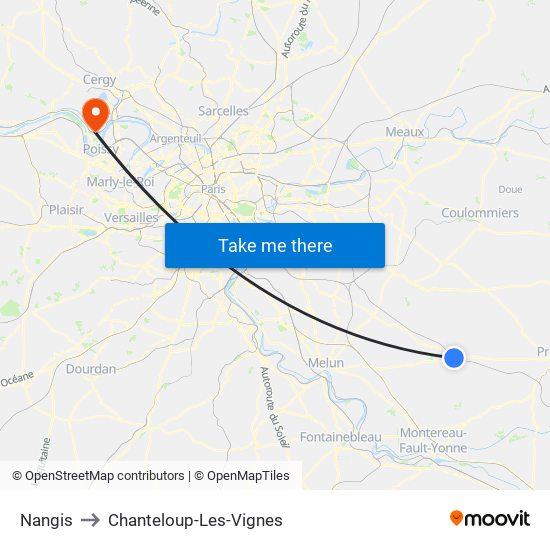 Nangis to Chanteloup-Les-Vignes map