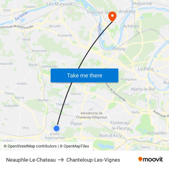 Neauphle-Le-Chateau to Chanteloup-Les-Vignes map