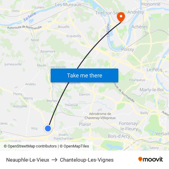 Neauphle-Le-Vieux to Chanteloup-Les-Vignes map