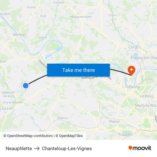 Neauphlette to Chanteloup-Les-Vignes map