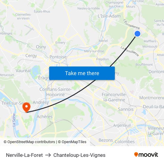 Nerville-La-Foret to Chanteloup-Les-Vignes map