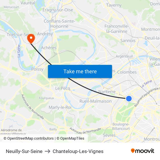 Neuilly-Sur-Seine to Chanteloup-Les-Vignes map