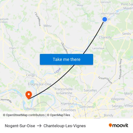 Nogent-Sur-Oise to Chanteloup-Les-Vignes map