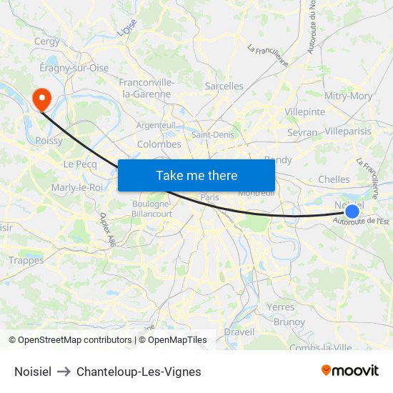 Noisiel to Chanteloup-Les-Vignes map