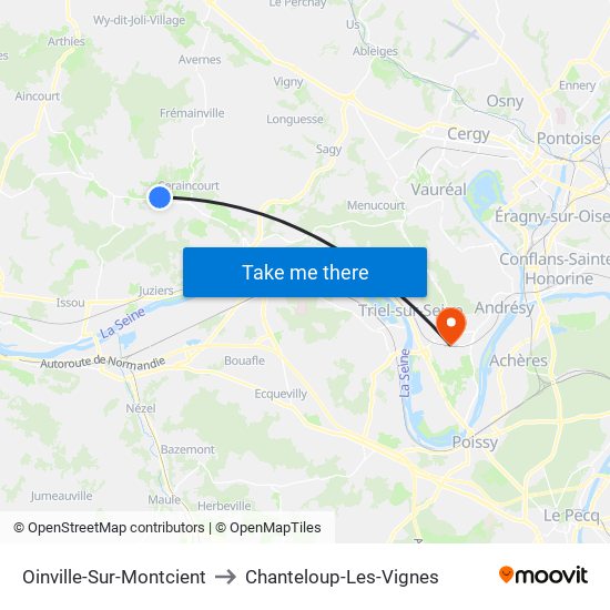 Oinville-Sur-Montcient to Chanteloup-Les-Vignes map