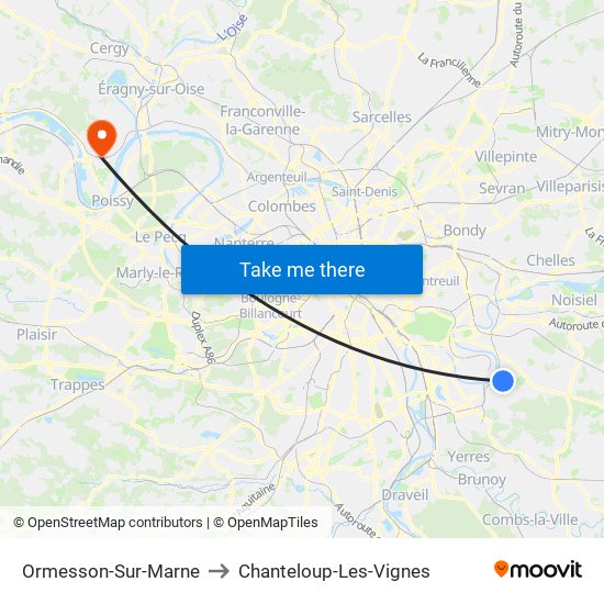 Ormesson-Sur-Marne to Chanteloup-Les-Vignes map