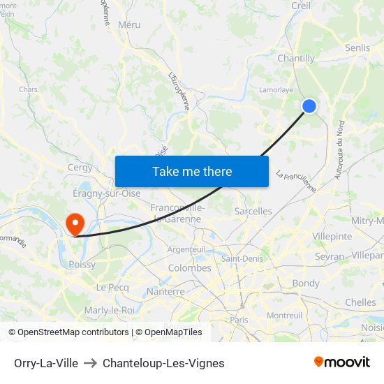 Orry-La-Ville to Chanteloup-Les-Vignes map