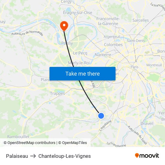 Palaiseau to Chanteloup-Les-Vignes map