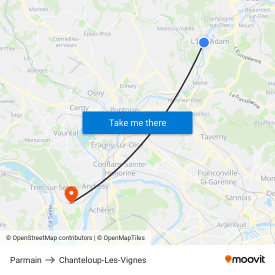 Parmain to Chanteloup-Les-Vignes map