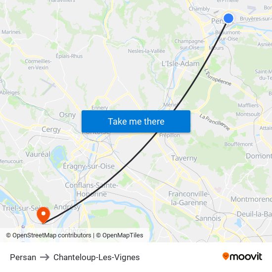 Persan to Chanteloup-Les-Vignes map