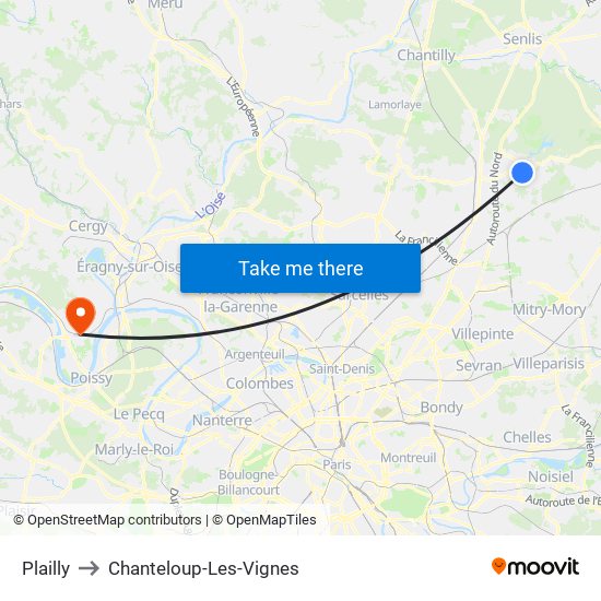 Plailly to Chanteloup-Les-Vignes map