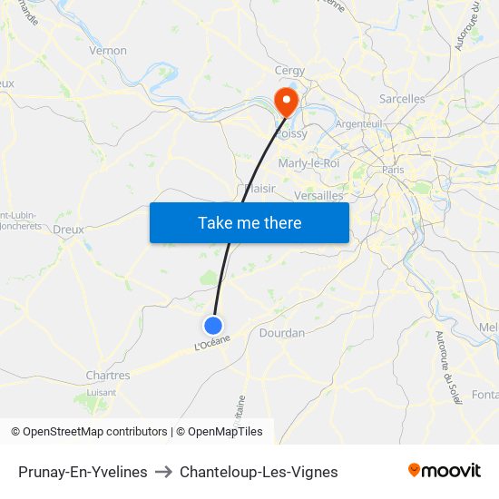 Prunay-En-Yvelines to Chanteloup-Les-Vignes map
