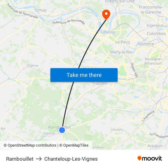 Rambouillet to Chanteloup-Les-Vignes map