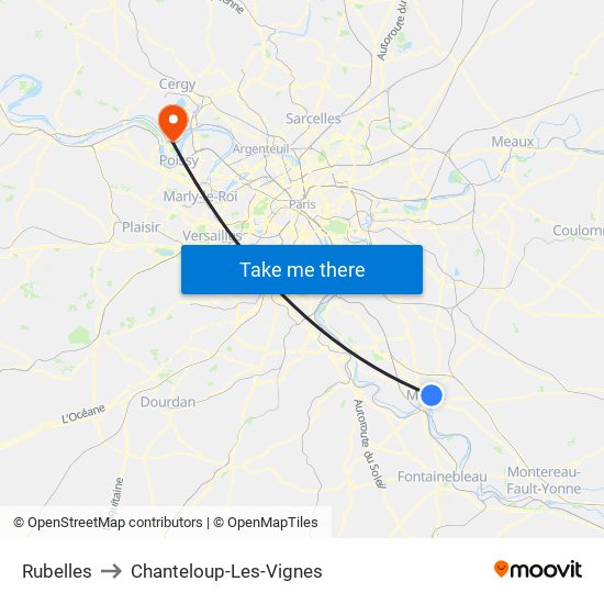 Rubelles to Chanteloup-Les-Vignes map