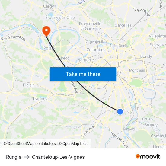 Rungis to Chanteloup-Les-Vignes map