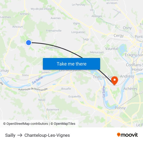 Sailly to Chanteloup-Les-Vignes map