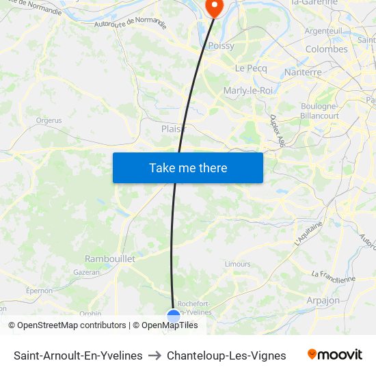Saint-Arnoult-En-Yvelines to Chanteloup-Les-Vignes map