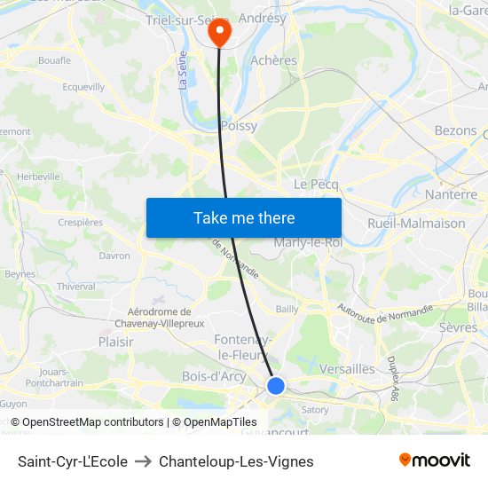 Saint-Cyr-L'Ecole to Chanteloup-Les-Vignes map