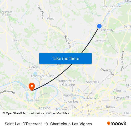 Saint-Leu-D'Esserent to Chanteloup-Les-Vignes map