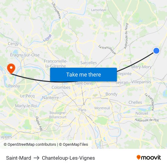 Saint-Mard to Chanteloup-Les-Vignes map