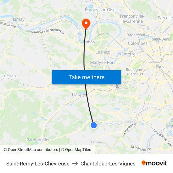 Saint-Remy-Les-Chevreuse to Chanteloup-Les-Vignes map