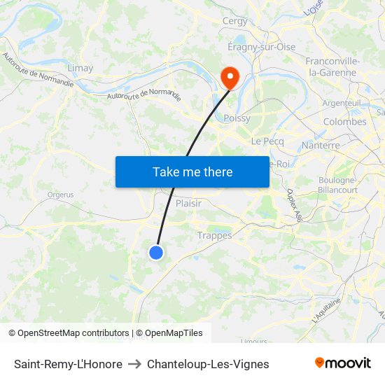 Saint-Remy-L'Honore to Chanteloup-Les-Vignes map