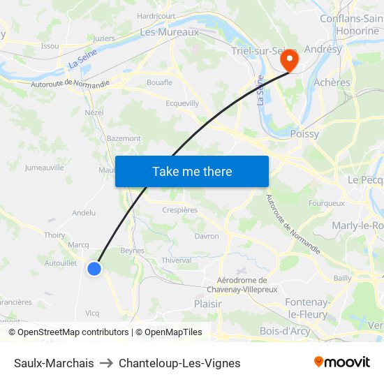 Saulx-Marchais to Chanteloup-Les-Vignes map