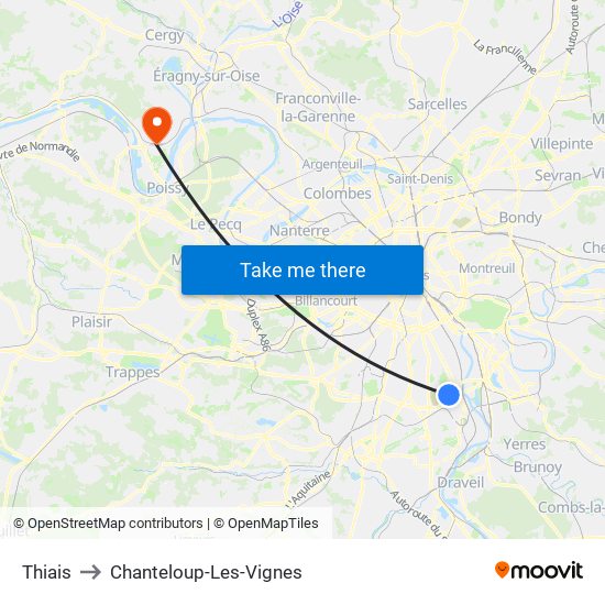 Thiais to Chanteloup-Les-Vignes map