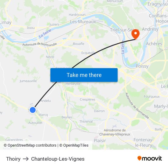 Thoiry to Chanteloup-Les-Vignes map