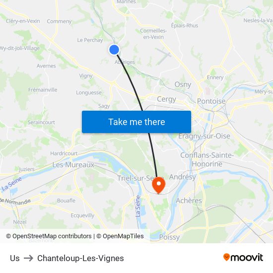 Us to Chanteloup-Les-Vignes map