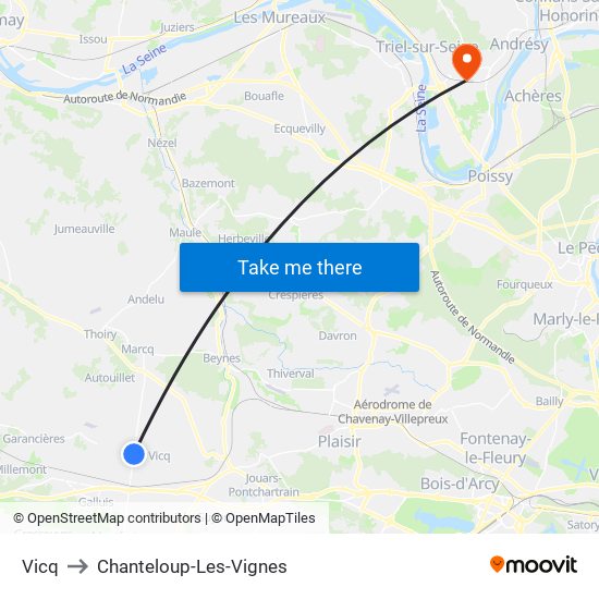 Vicq to Chanteloup-Les-Vignes map