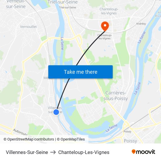 Villennes-Sur-Seine to Chanteloup-Les-Vignes map