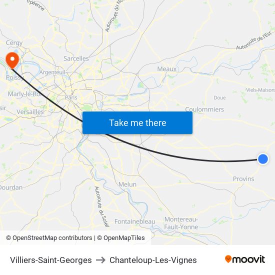 Villiers-Saint-Georges to Chanteloup-Les-Vignes map
