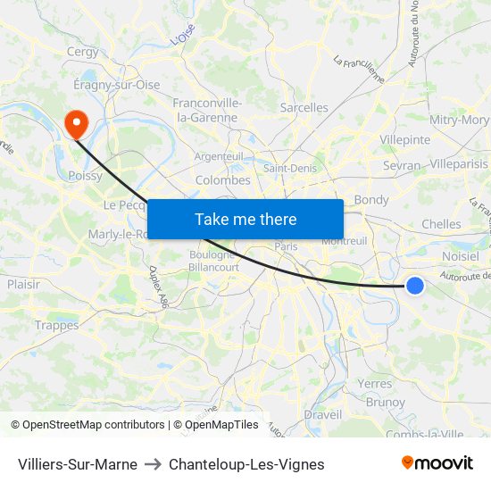 Villiers-Sur-Marne to Chanteloup-Les-Vignes map