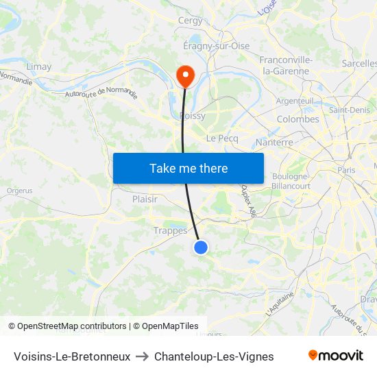 Voisins-Le-Bretonneux to Chanteloup-Les-Vignes map