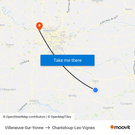 Villeneuve-Sur-Yonne to Chanteloup-Les-Vignes map