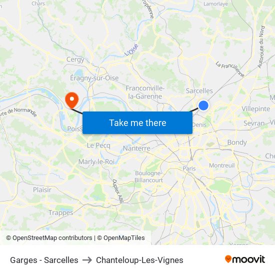 Garges - Sarcelles to Chanteloup-Les-Vignes map