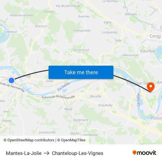 Mantes-La-Jolie to Chanteloup-Les-Vignes map