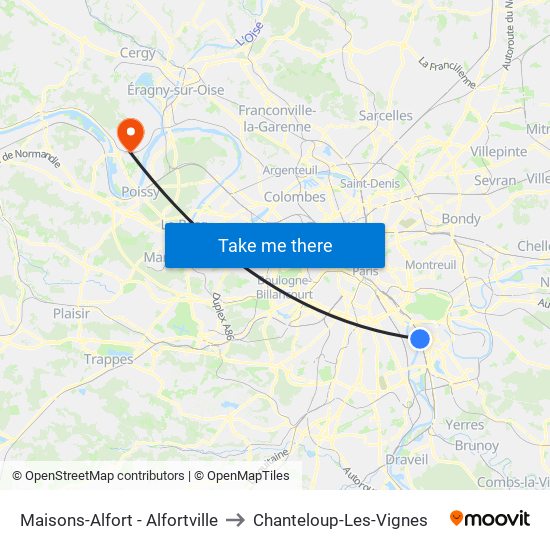 Maisons-Alfort - Alfortville to Chanteloup-Les-Vignes map