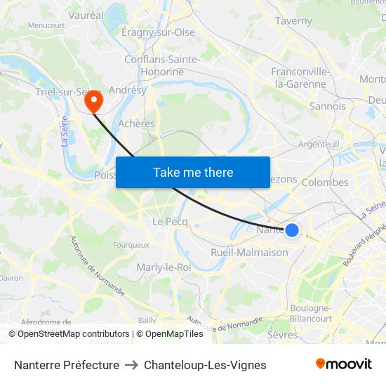 Nanterre Préfecture to Chanteloup-Les-Vignes map