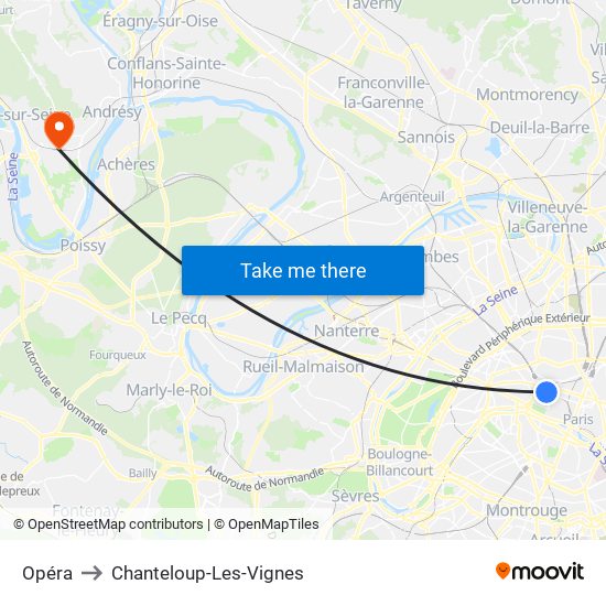 Opéra to Chanteloup-Les-Vignes map