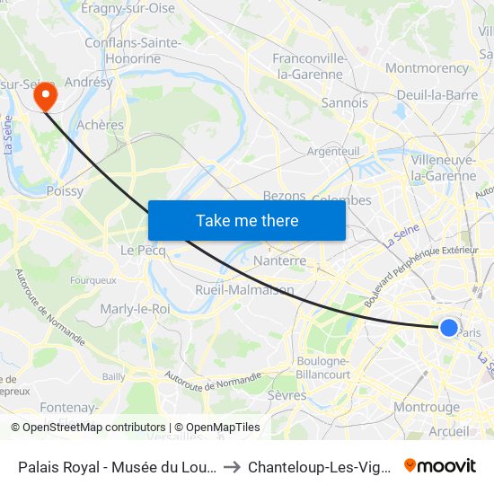Palais Royal - Musée du Louvre to Chanteloup-Les-Vignes map