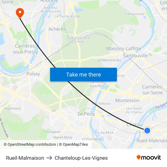 Rueil-Malmaison to Chanteloup-Les-Vignes map