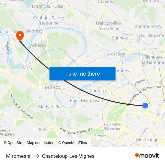 Miromesnil to Chanteloup-Les-Vignes map