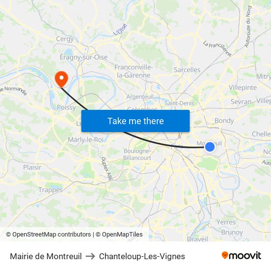Mairie de Montreuil to Chanteloup-Les-Vignes map