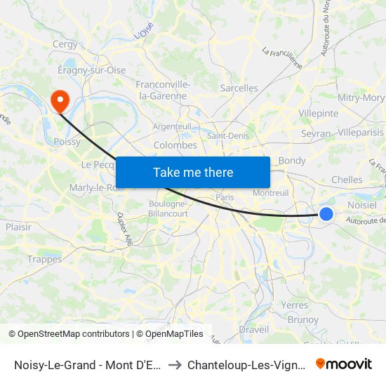 Noisy-Le-Grand - Mont D'Est to Chanteloup-Les-Vignes map