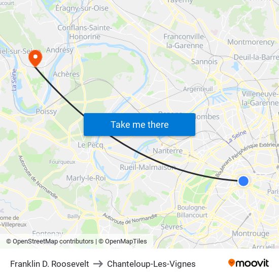 Franklin D. Roosevelt to Chanteloup-Les-Vignes map